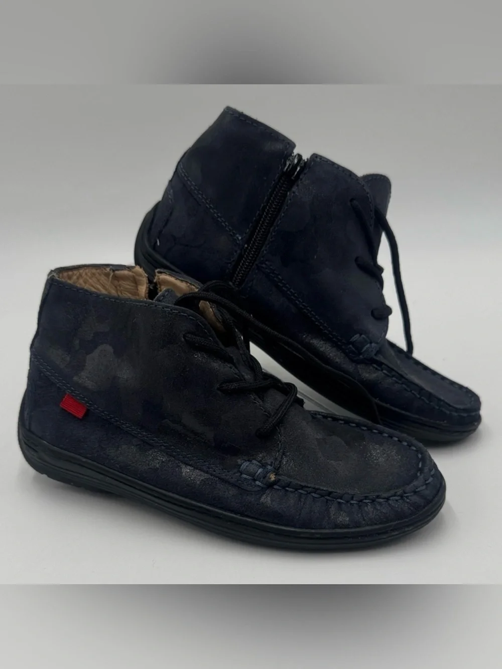 Marc Joseph Navy Suede Chukka Boots with Side Zipper